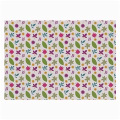 Pattern Flowers Leaves Green Purple Pink Large Glasses Cloth