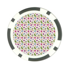 Pattern Flowers Leaves Green Purple Pink Poker Chip Card Guard (10 Pack)