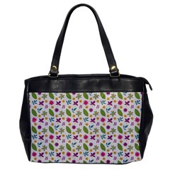 Pattern Flowers Leaves Green Purple Pink Oversize Office Handbag by Maspions