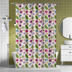 Pattern Flowers Leaves Green Purple Pink Shower Curtain 48  X 72  (small) 