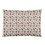 Pattern Flowers Leaves Green Purple Pink Pillow Case (Two Sides) Front