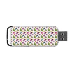 Pattern Flowers Leaves Green Purple Pink Portable Usb Flash (one Side)