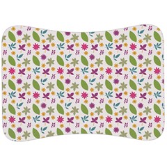 Pattern Flowers Leaves Green Purple Pink Velour Seat Head Rest Cushion