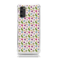 Pattern Flowers Leaves Green Purple Pink Samsung Galaxy S20 6 2 Inch Tpu Uv Case by Maspions