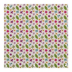 Pattern Flowers Leaves Green Purple Pink Banner And Sign 3  X 3 