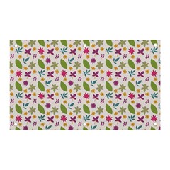 Pattern Flowers Leaves Green Purple Pink Banner And Sign 5  X 3  by Maspions