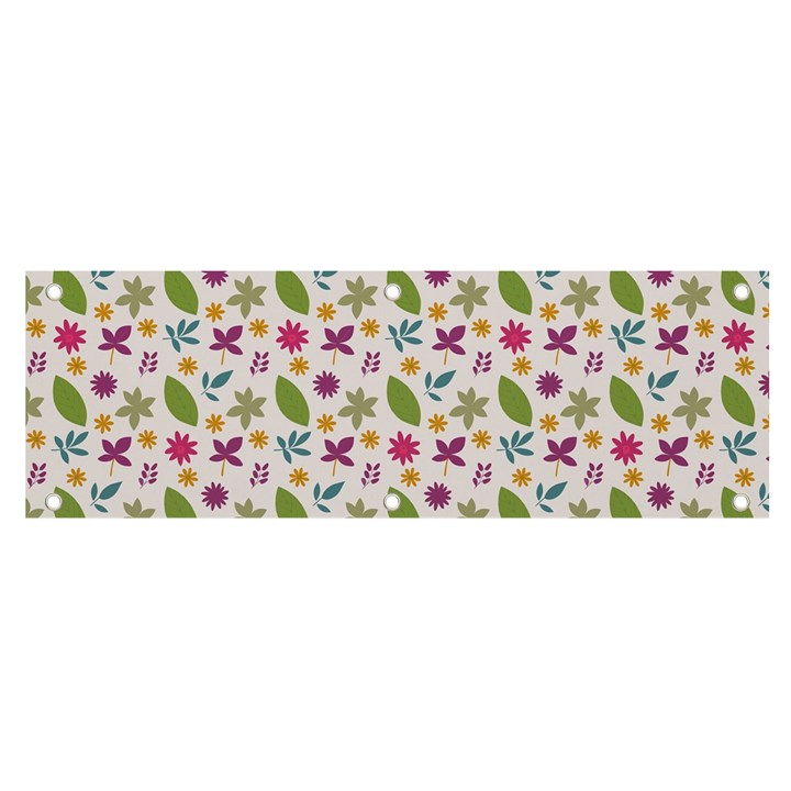 Pattern Flowers Leaves Green Purple Pink Banner and Sign 6  x 2 