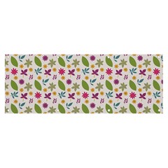 Pattern Flowers Leaves Green Purple Pink Banner And Sign 8  X 3 