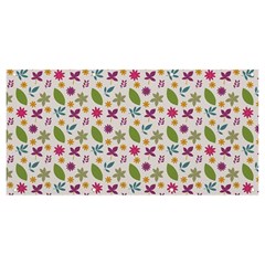 Pattern Flowers Leaves Green Purple Pink Banner And Sign 8  X 4 