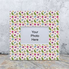 Pattern Flowers Leaves Green Purple Pink White Box Photo Frame 4  X 6 