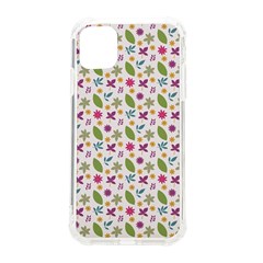 Pattern Flowers Leaves Green Purple Pink Iphone 11 Tpu Uv Print Case