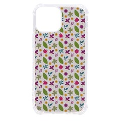 Pattern Flowers Leaves Green Purple Pink Iphone 13 Mini Tpu Uv Print Case by Maspions