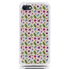 Pattern Flowers Leaves Green Purple Pink Iphone Se