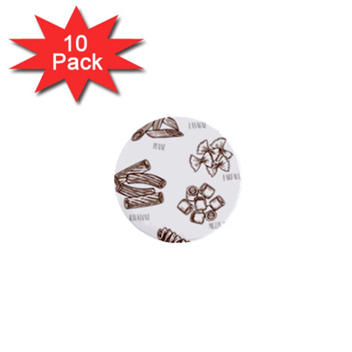 Pasta Mie Spageti Rigatoni Lasagna 1  Mini Buttons (10 pack) 