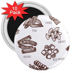 Pasta Mie Spageti Rigatoni Lasagna 3  Magnets (10 Pack)  by Askadina