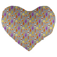 Halloween Candy Large 19  Premium Heart Shape Cushions by Askadina