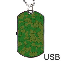 Vectors Leaves Background Plant Dog Tag Usb Flash (two Sides) by Askadina