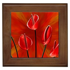 Flowers Red Framed Tile by Askadina