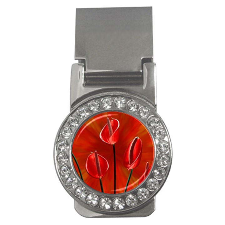 Flowers Red Money Clips (CZ) 