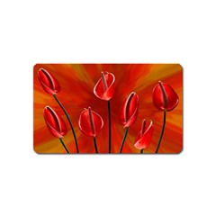 Flowers Red Magnet (name Card) by Askadina