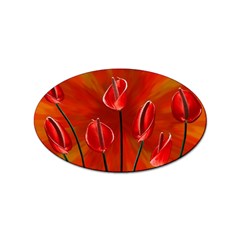 Flowers Red Sticker Oval (10 Pack) by Askadina