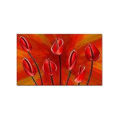 Flowers Red Sticker Rectangular (10 Pack) by Askadina