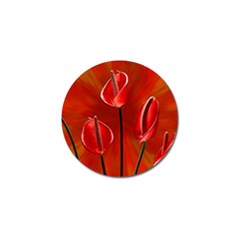 Flowers Red Golf Ball Marker by Askadina