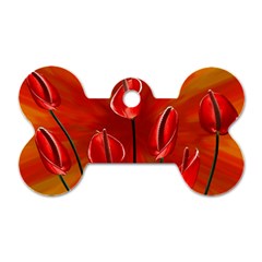 Flowers Red Dog Tag Bone (two Sides) by Askadina