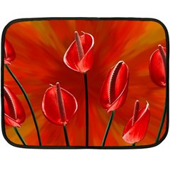 Flowers Red Two Sides Fleece Blanket (mini) by Askadina