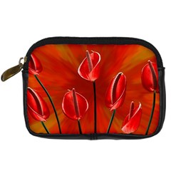 Flowers Red Digital Camera Leather Case by Askadina