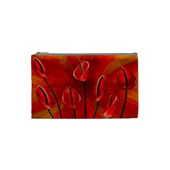 Flowers Red Cosmetic Bag (small) by Askadina