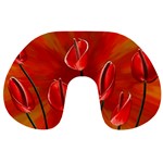 Flowers Red Travel Neck Pillow Front