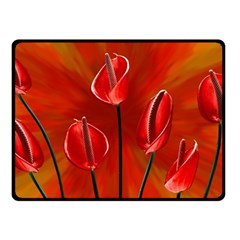 Flowers Red Two Sides Fleece Blanket (small) by Askadina