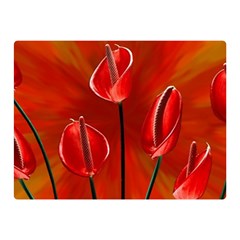 Flowers Red Two Sides Premium Plush Fleece Blanket (mini)