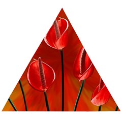 Flowers Red Wooden Puzzle Triangle by Askadina