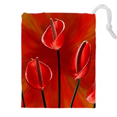 Flowers Red Drawstring Pouch (5xl) by Askadina