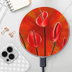 Flowers Red Wireless Fast Charger(white) by Askadina