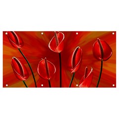 Flowers Red Banner And Sign 8  X 4  by Askadina