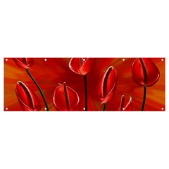 Flowers Red Banner And Sign 12  X 4 