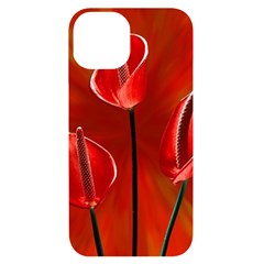 Flowers Red Iphone 14 Black Uv Print Case by Askadina