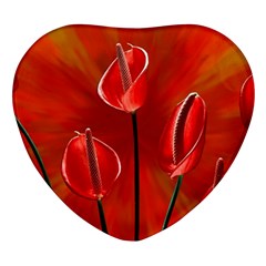 Flowers Red Heart Glass Fridge Magnet (4 Pack) by Askadina