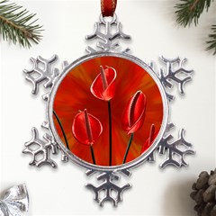 Flowers Red Metal Large Snowflake Ornament by Askadina