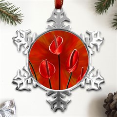 Flowers Red Metal Small Snowflake Ornament by Askadina