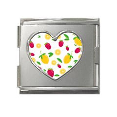 Strawberry Lemons Fruit Mega Link Heart Italian Charm (18mm) by Askadina