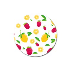 Strawberry Lemons Fruit Magnet 3  (round) by Askadina