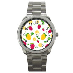 Strawberry Lemons Fruit Sport Metal Watch by Askadina