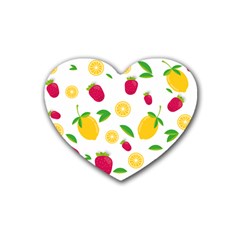 Strawberry Lemons Fruit Rubber Coaster (heart) by Askadina