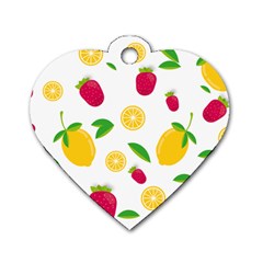 Strawberry Lemons Fruit Dog Tag Heart (two Sides) by Askadina