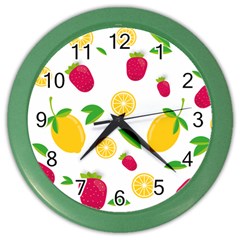 Strawberry Lemons Fruit Color Wall Clock by Askadina