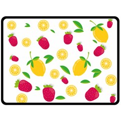 Strawberry Lemons Fruit Fleece Blanket (large) by Askadina